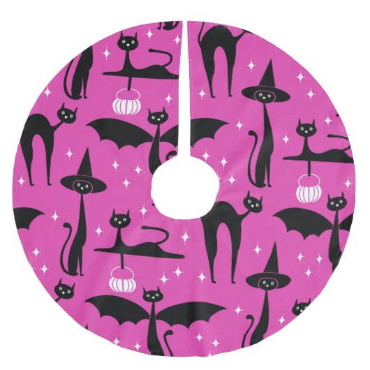 MCM Halloween Fancy Dress Minimalist Cats Pink ブラッシュドポリエステルツリースカート (正面)