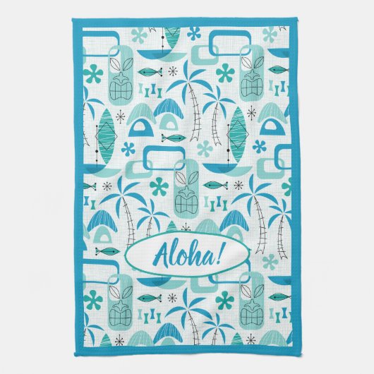 MCM Hawaiian Village - Blue キッチンタオル (縦)