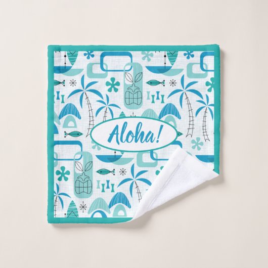 MCM Hawaiian Village - Blue バスタオルセット (ウォッシュタオル)