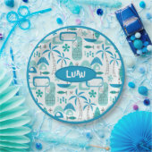 MCM Hawaiian Village – Blue ペーパープレート (パーティー)