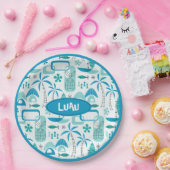 MCM Hawaiian Village – Blue ペーパープレート (パーティー)
