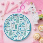 MCM Hawaiian Village – Blue ペーパープレート (パーティー)