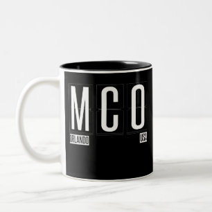 MCO -オーランド空港コードデザイン ツートーンマグカップ