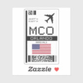 MCO Orlando, Florida空港搭乗券 – USA シール (シート)