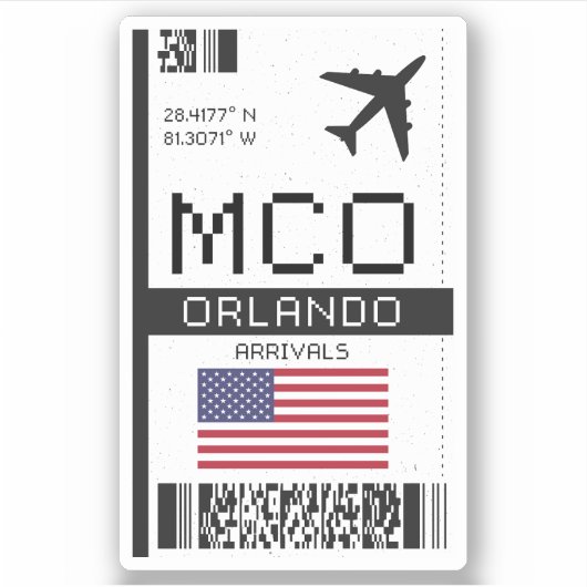 MCO Orlando, Florida空港搭乗券 – USA シール (正面)