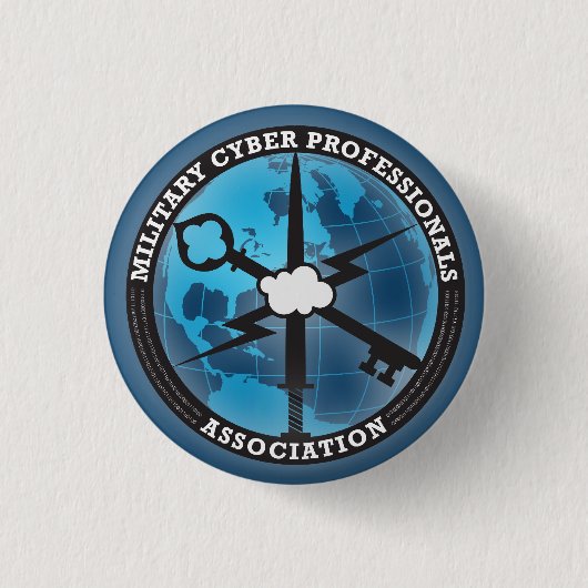 MCPAの青ボタン 缶バッジ (正面)