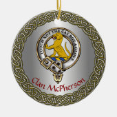 McPherson Clan Badge/Tartan Thistle Personalized セラミックオーナメント (正面)