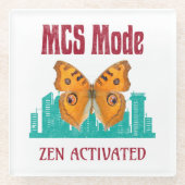 MCSモード ゼン・アクティベート バタフライ・アウェアネス デザイン ガラスコースター (正面)