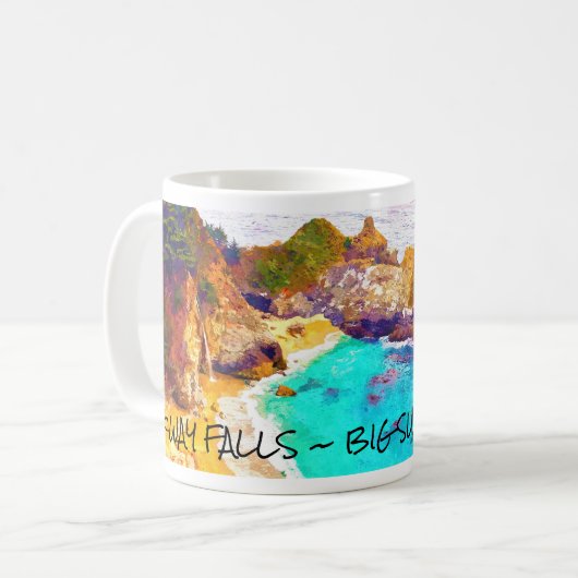 McWAY FALLS ~ BIG SUR CA Mug コーヒーマグカップ (正面左)