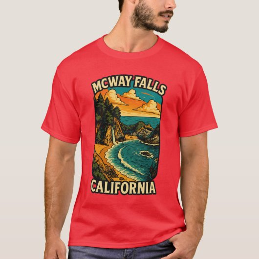 McWay Falls Big Sur California Coastal Waterfall Tシャツ (正面)