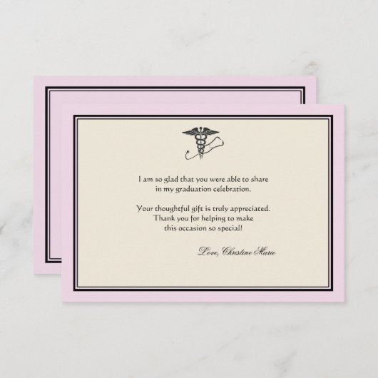 MDの卒業のピンクはNotecard感謝していしています ノートカード (正面/裏面)