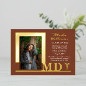 MDエレガント Caduceus写真大学院修士課程修了 箔招待状 (立ち正面)