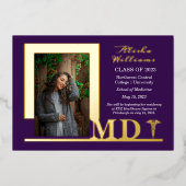 MDエレガント Caduceus写真大学院紫 箔招待状 (正面)