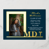 MDエレガント Caduceus写真大学院Dkティール（緑がかった色） 箔招待状 (正面)