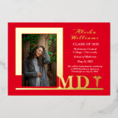 MDエレガント Caduceus写真院赤 箔招待状 (正面)