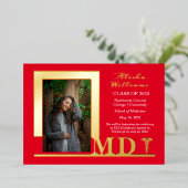 MDエレガント Caduceus写真院赤 箔招待状 (立ち正面)