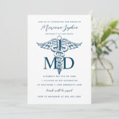 MD医学博士の卒業カスタム色 招待状 (スタンド正面)