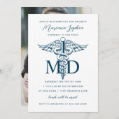 MD医学博士の卒業カスタム色 招待状 (正面/裏面)