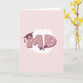 MD医師医学生の卒業 カード (黄色い花)