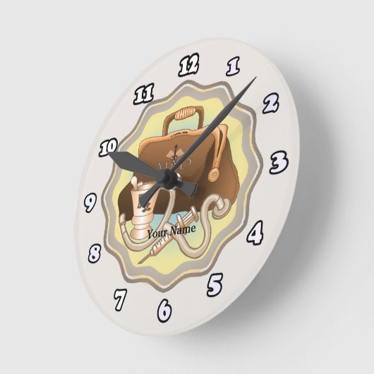 MD医師 ラウンド壁時計 (傾斜)