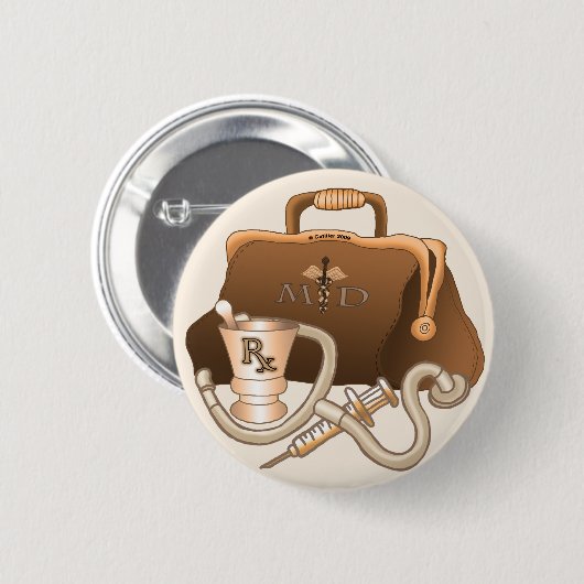 MD医師 缶バッジ (正面&裏面)