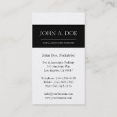 MD医者の博士の医学の黒い旗プラチナ 名刺 (裏面)