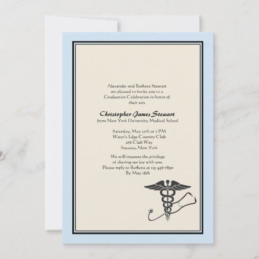 MD卒業招待状青 招待状 (正面)