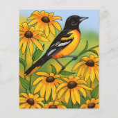 MD州バードオリオールと黒目スーザンフラワー (裏面)