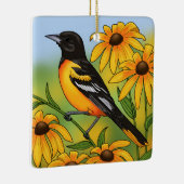 MD州バードオリオールと黒目スーザンフラワー セラミックオーナメント (右)