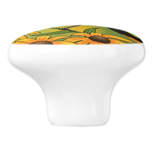 MD州バードオリオールと黒目スーザンフラワー セラミックノブ (側面)