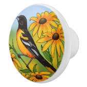 MD州バードオリオールと黒目スーザンフラワー セラミックノブ (右)