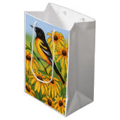 MD州バードオリオールと黒目スーザンフラワー ミディアムペーパーバッグ (正面アングル)