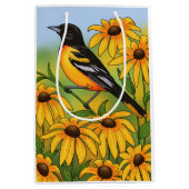 MD州バードオリオールと黒目スーザンフラワー ミディアムペーパーバッグ (正面)