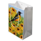 MD州バードオリオールと黒目スーザンフラワー ミディアムペーパーバッグ (裏面アングル)