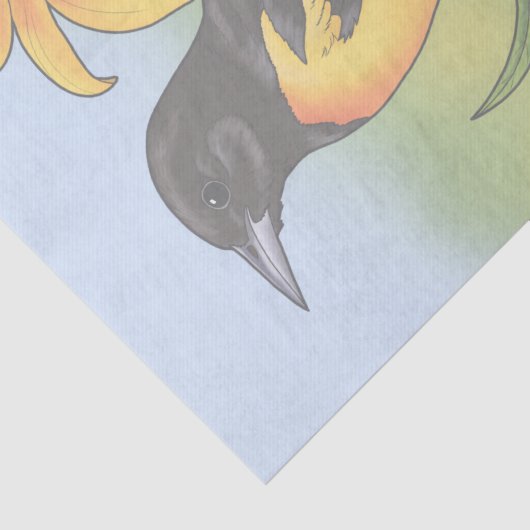 MD州バードオリオールと黒目スーザンフラワー 薄葉紙 (詳細)