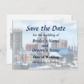 MD – ボルチモアのスカイラインと港 案内ポストカード (正面/裏面)