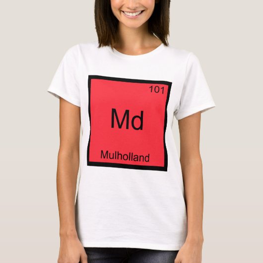 Md - マラホランド おもしろ 化学元素記号 Tシャツ (正面)
