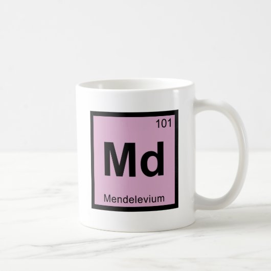 Md -メンデレビウム化学周期表の記号 コーヒーマグカップ (右)