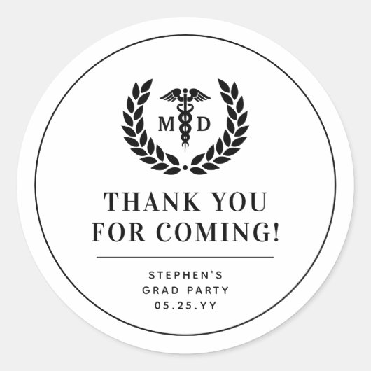 MD モダン Doctor of Medicine卒業式 ラウンドシール (正面)