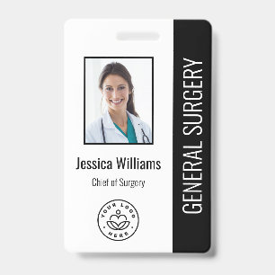 MD Doctor Hospital Medical Employee Photo ID Black バッジ