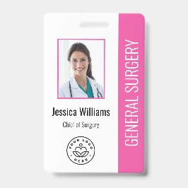 MD Doctor Hospital Medical Employee Photo ID Pink バッジ