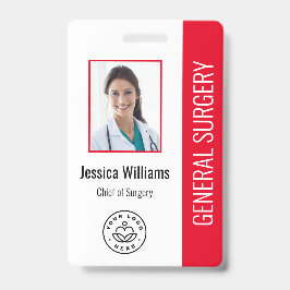 MD Doctor Hospital Medical Employee Photo ID Red バッジ