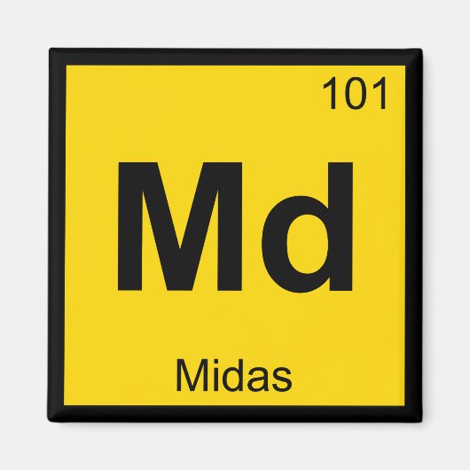 Md - Midas Greek Chemistry Periodic Table Symbol マグネット (正面)