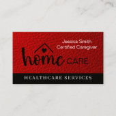 Mdern Nurse Caregiver Home Help Companionship Red  名刺 (正面)