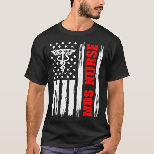 MDSナース米国国旗MDS看護 Tシャツ (正面)