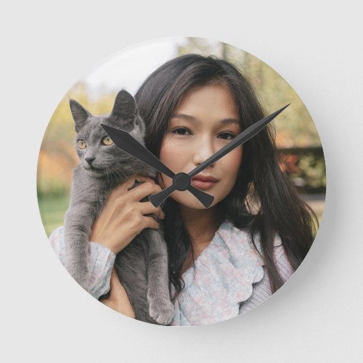 MeとMy Catの小さな丸い壁の写真 ラウンド壁時計 (正面)