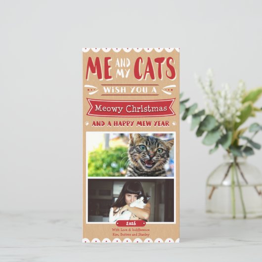 MeとMy Cats Christmas 4x8フォトカード(2枚) シーズンカード (スタンド正面)