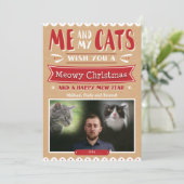 MeとMy Cats Christmas 5x7のフォトカード シーズンカード (スタンド正面)