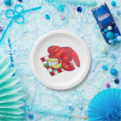 MEメインロブスターシャックシーフードディナーレッドギンガム ペーパープレート (パーティー)