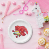 MEメインロブスターシャックシーフードディナーレッドギンガム ペーパープレート (パーティー)